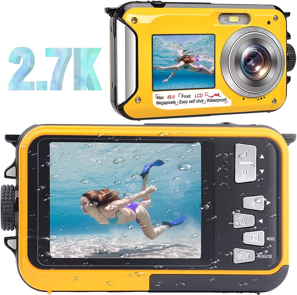 Blue Waterproof Digital Camera 48MP 2.7K Video 16X Digital Zoom Pack of 2 S1675