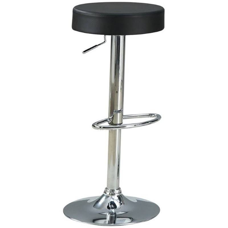 Faux Leather Round Adjustable Bar Stool in Black N170543