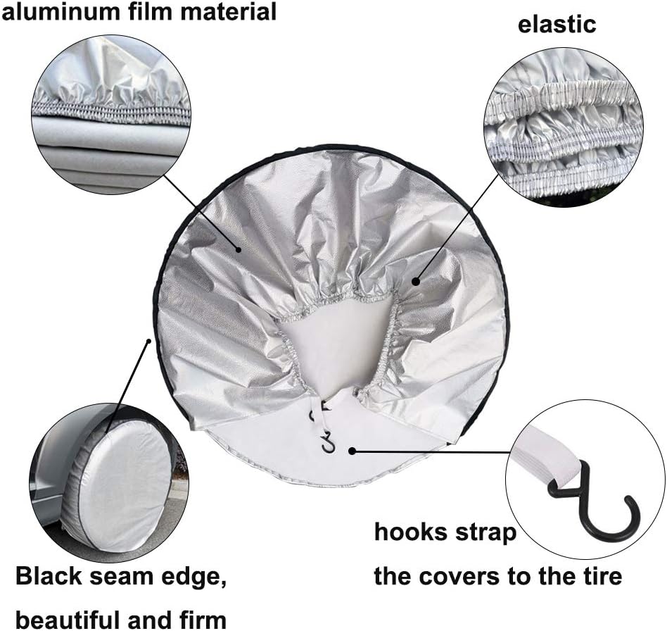 Tire Covers Set of 4, 5 Layer Waterproof Aluminum Film, Fit 30 to 32 Tire Diameter N3483