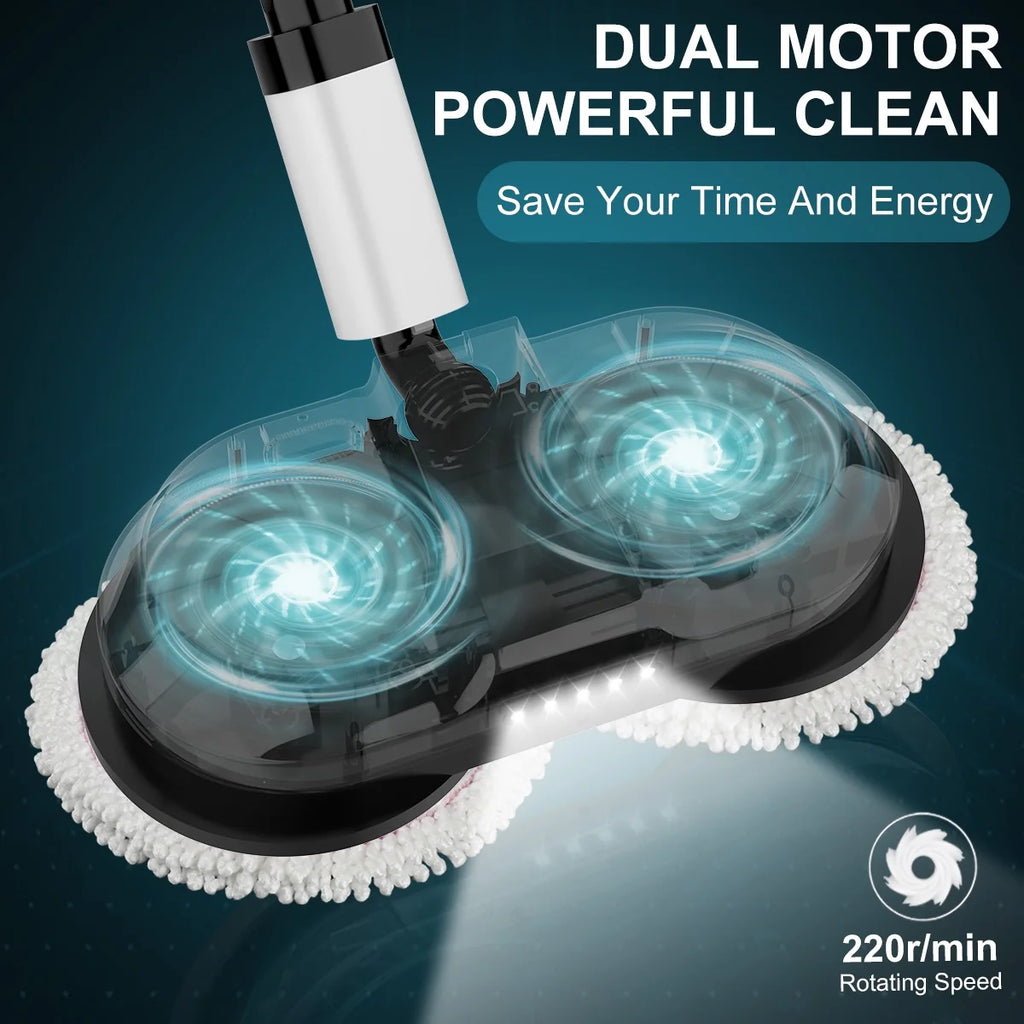Cordless Electric Spin Mop with 300ml Water Tank and LED Headlight O88957