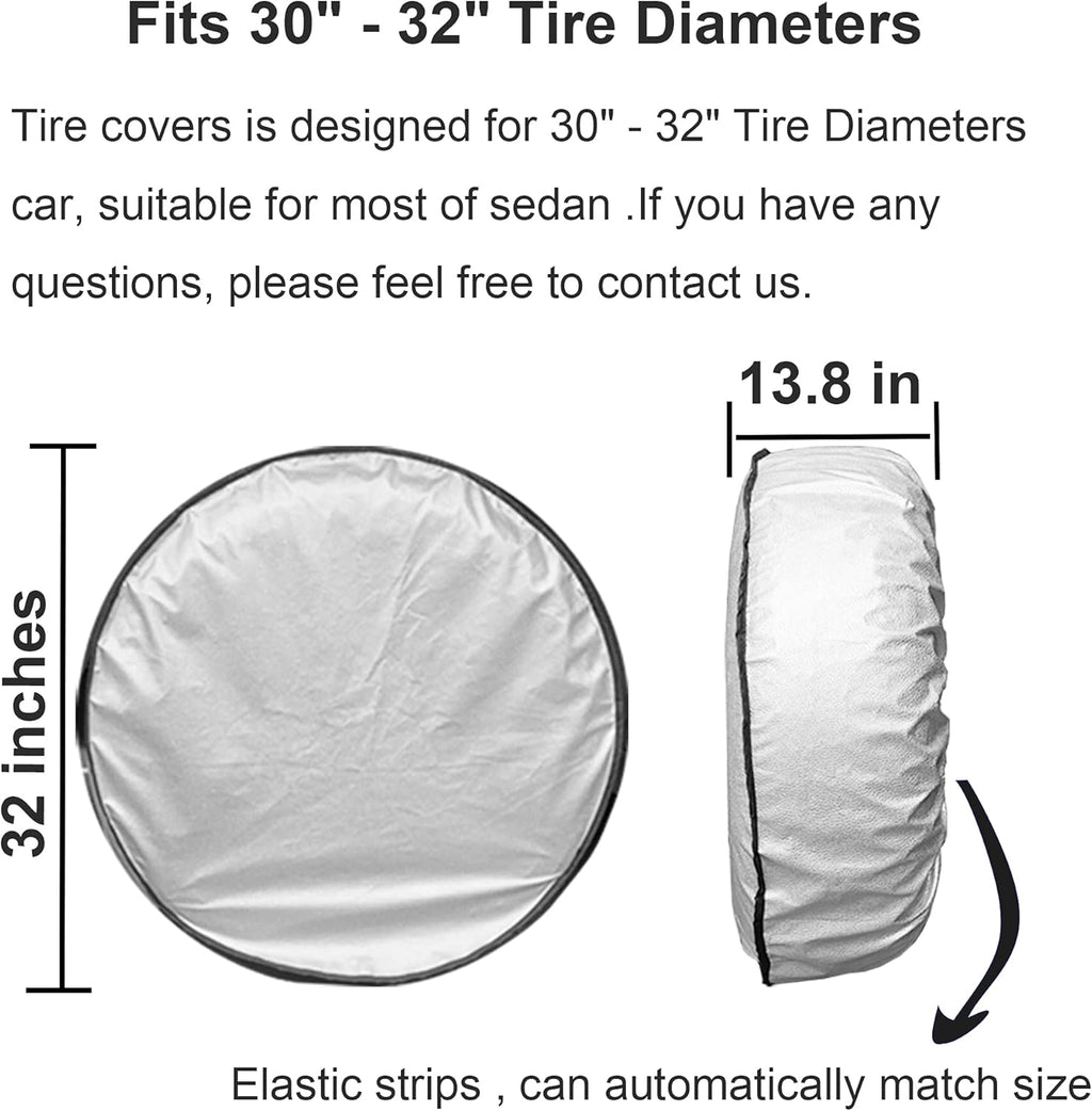 Tire Covers Set of 4, 5 Layer Waterproof Aluminum Film, Fit 30 to 32 Tire Diameter N3483