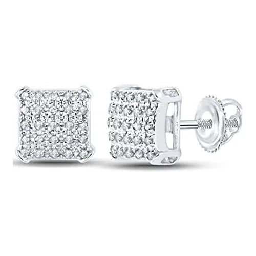 10kt White Gold Diamond Square Earrings M424