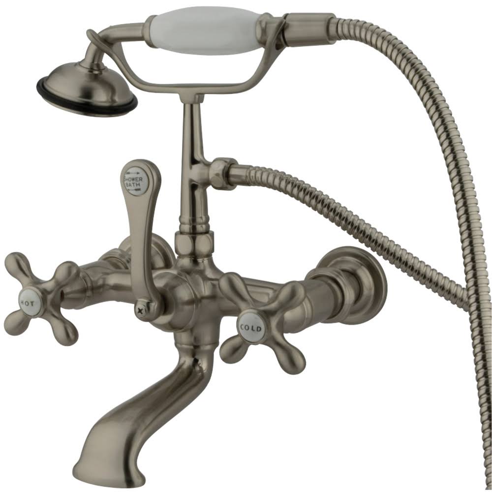 Vintage Satin Nickel Wall Mount Clawfoot Tub Filler with Hand Shower E805296