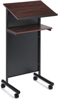 Wheeled Lectern with Storage Shelf, Beech/Black Q760740