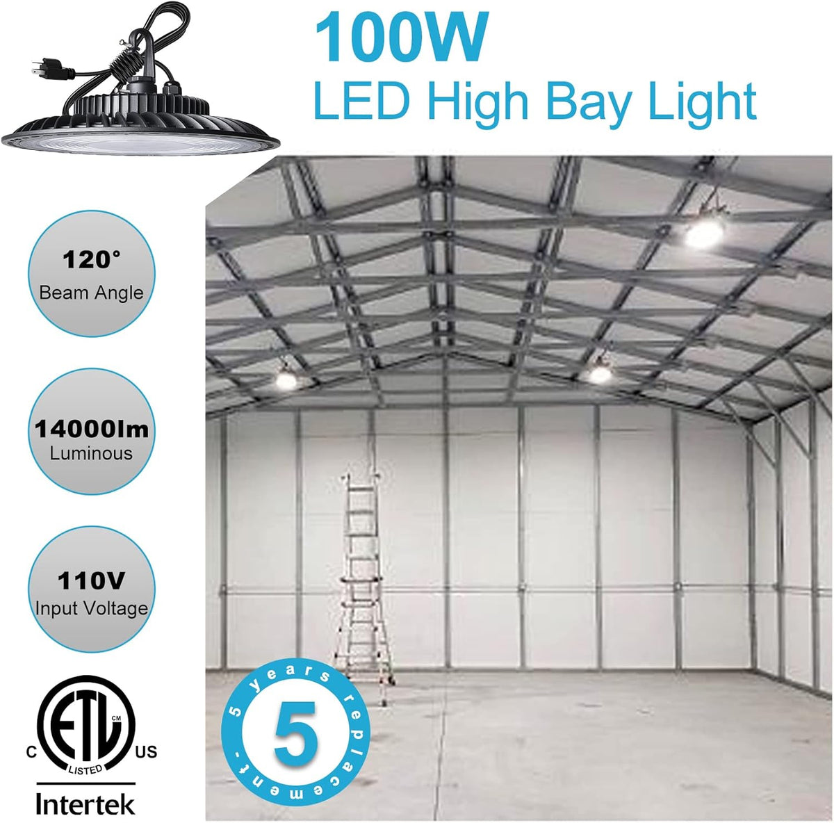 100W LED High Bay Light 5000K 14000LM 8Pack S76213