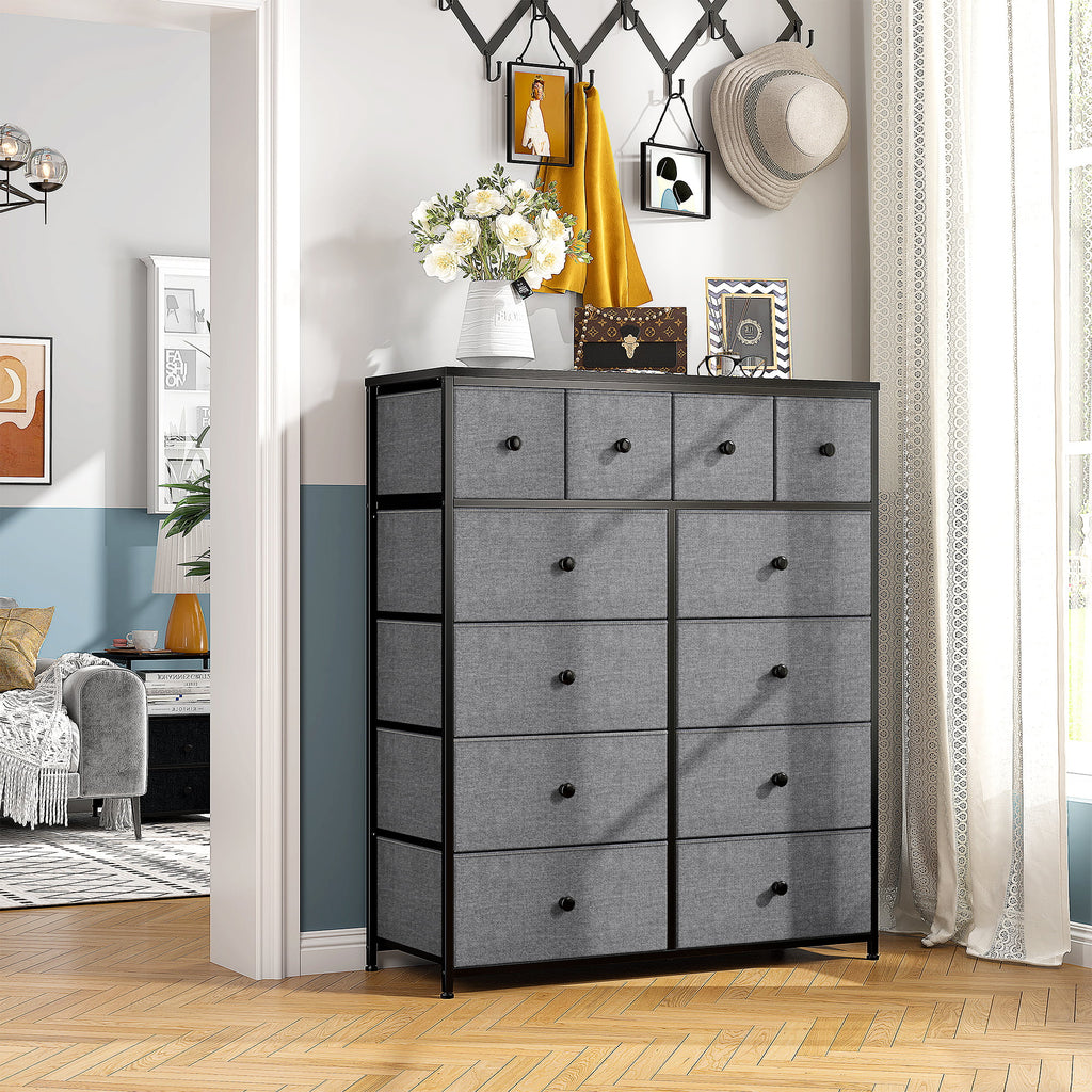 9 Drawer Fabric Dresser with Shelves E853397