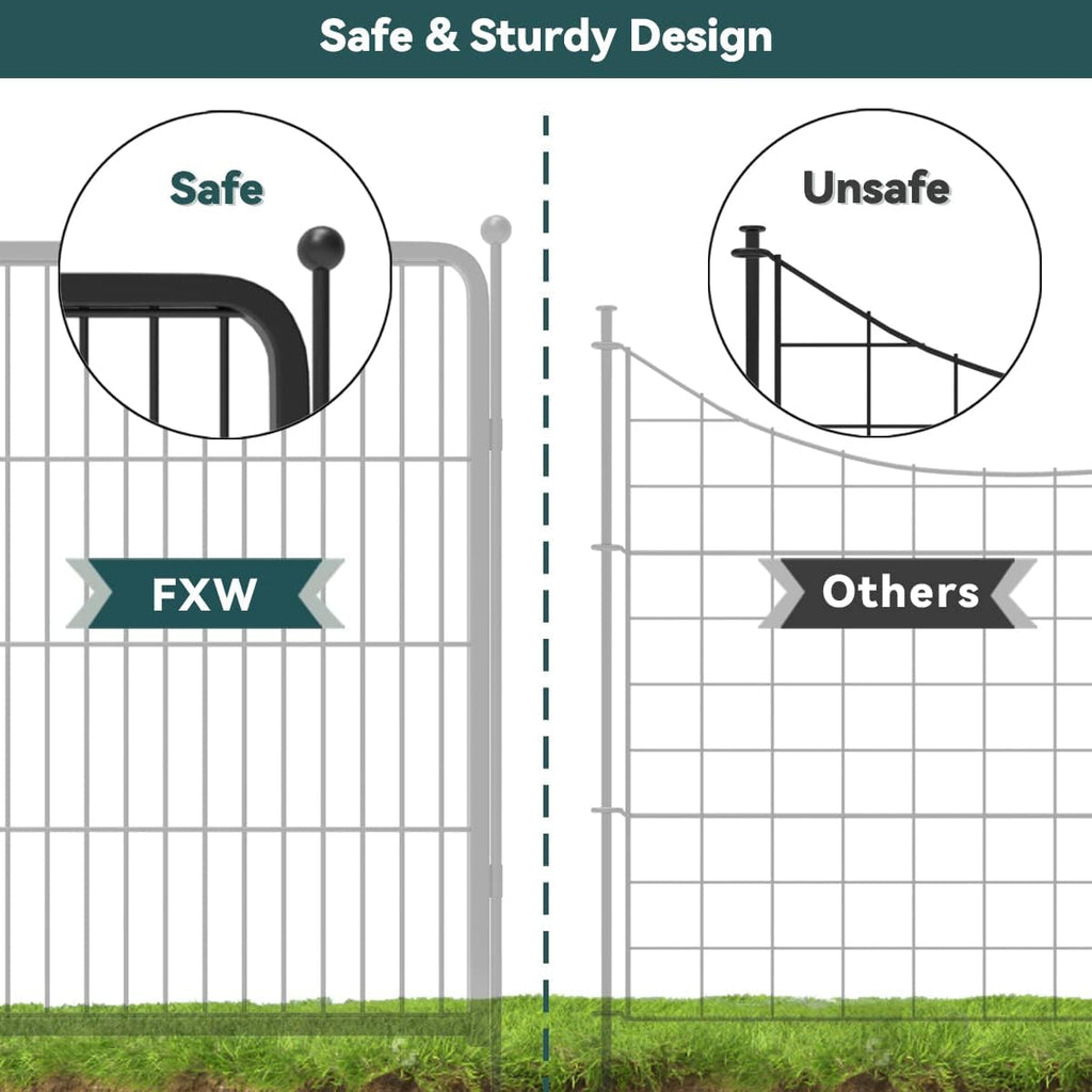 Black 7 Panels+1 Gate Metal Fence P865875