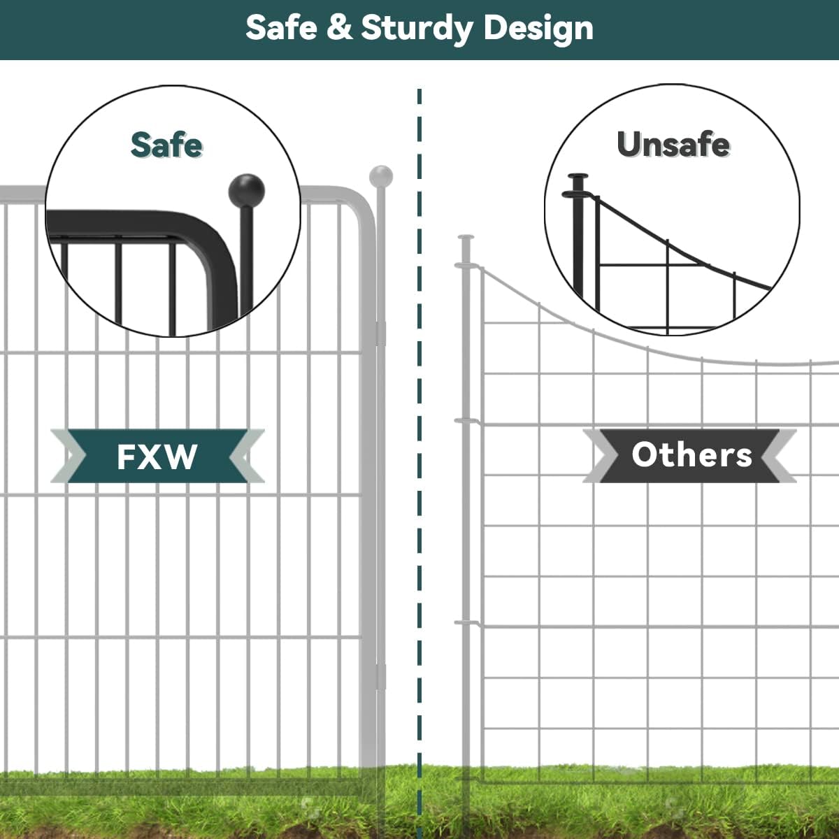 Black 7 Panels+1 Gate Metal Fence P865875