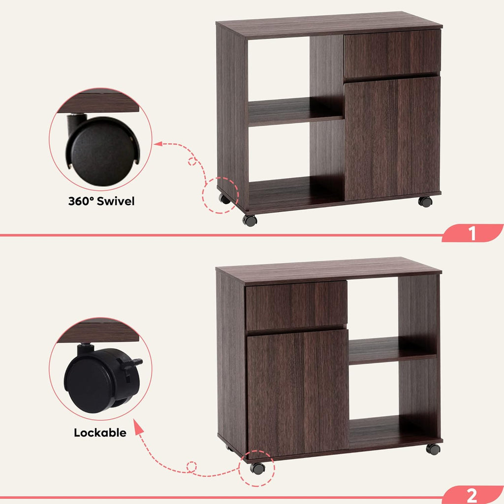 Wood File Cabinet with Storage Shelves E8128
