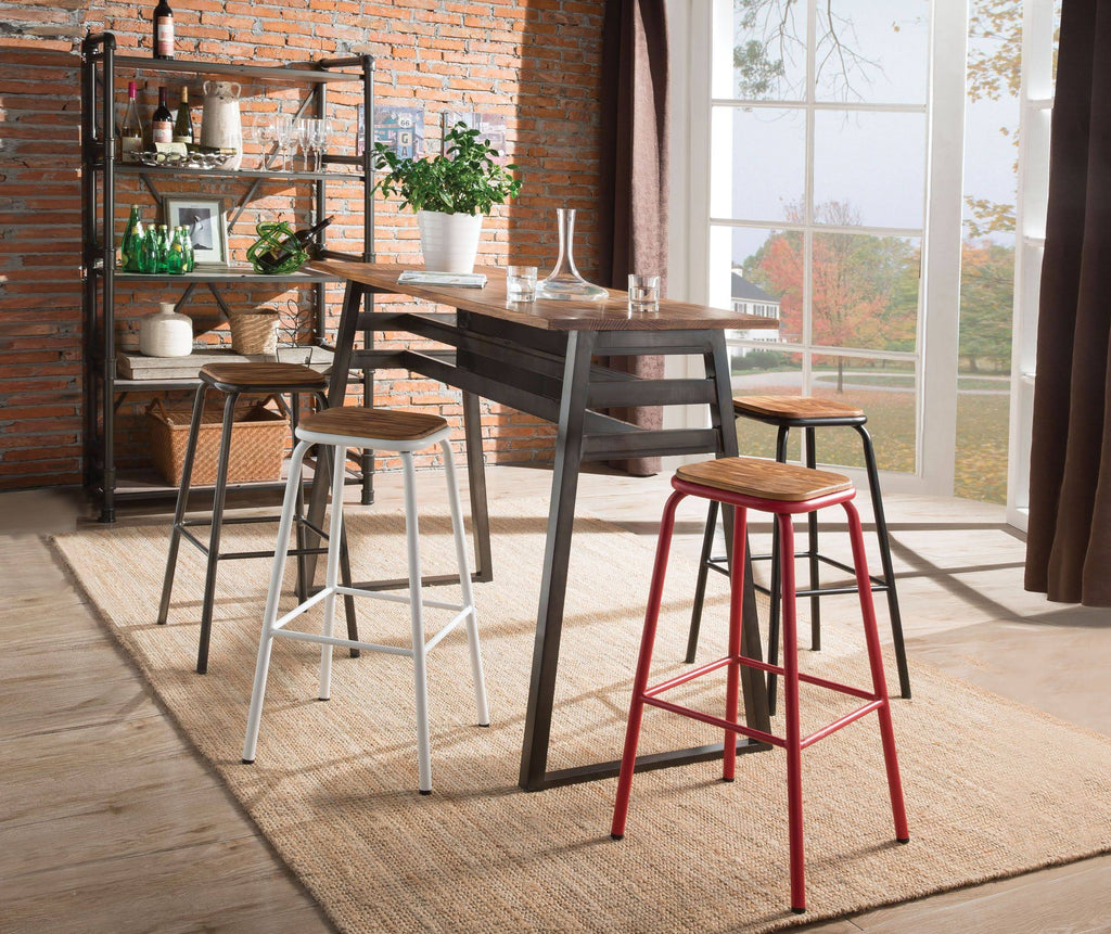 Natural & Black Bar Stool Set of 2 U7523