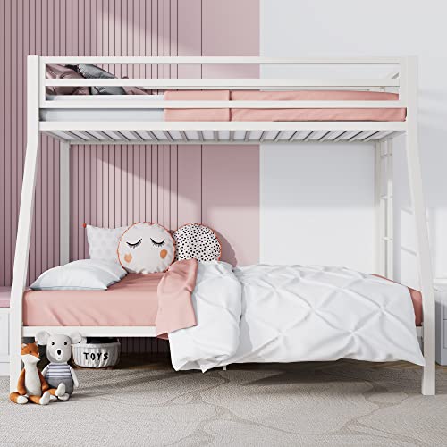 Black Twin Over Full Size Loft Bunk Bed with Ladder and Guardrail A814092