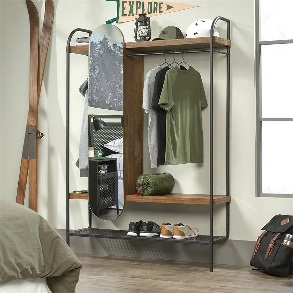 Modern Metal Hanging Wardrobe in Vintage Oak W9727