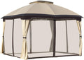 10' x 12' Grey Outdoor Gazebo with Mesh Sidewalls V52912