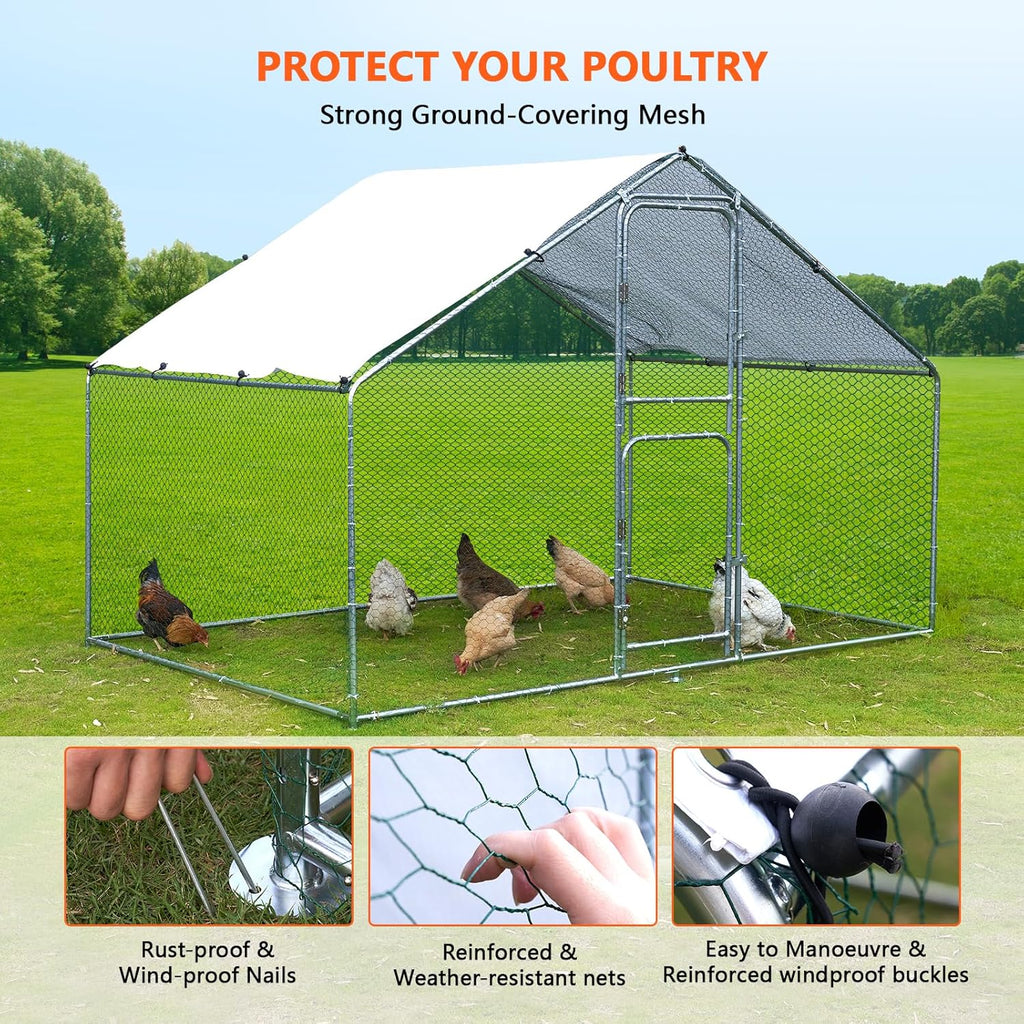 Large Metal Chicken Coop with Anti-UV Cover (9.8 * 6.6FT) X406207
