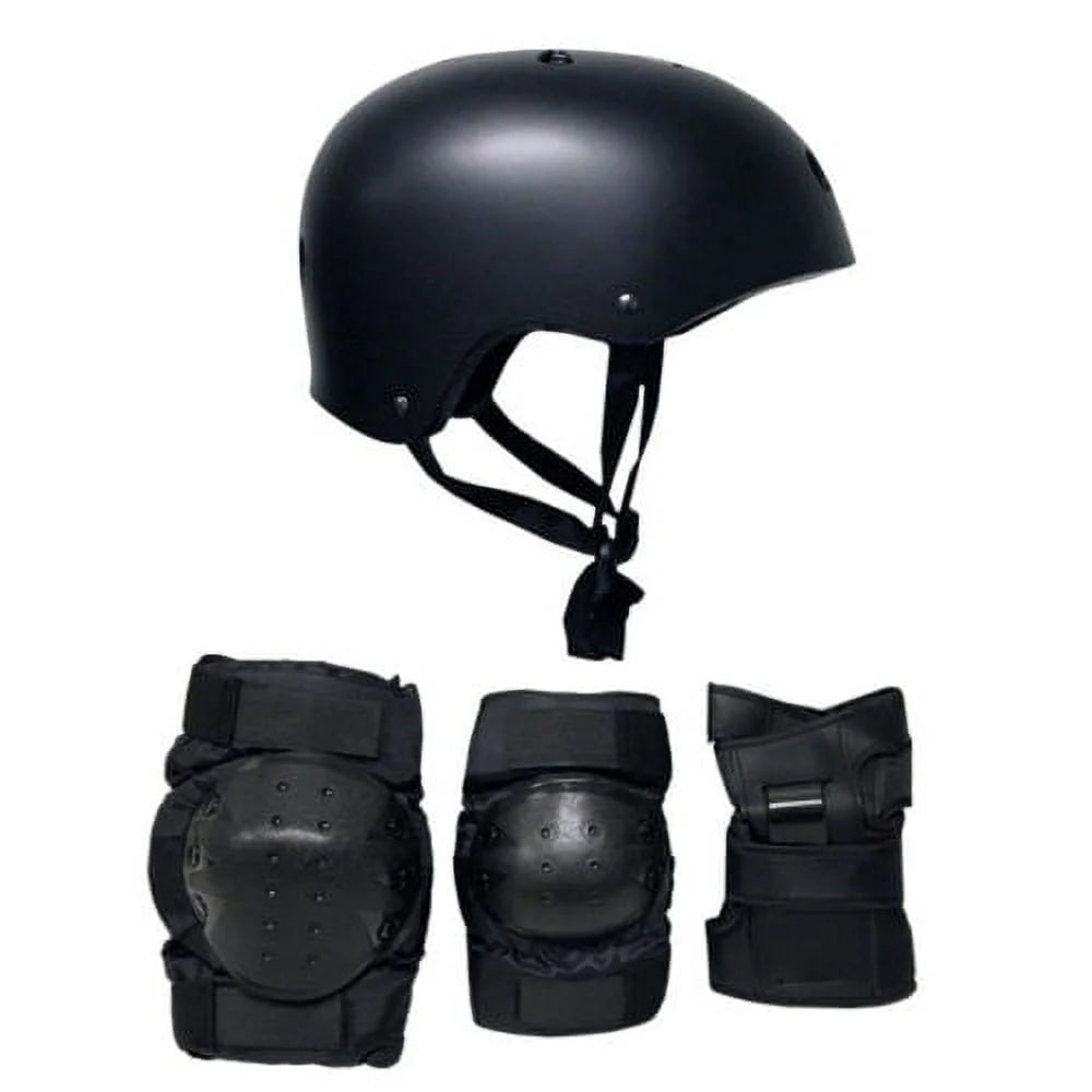 Black Skateboard Helmet Elbow Knee Wrist Pad Combo Adult Small E126