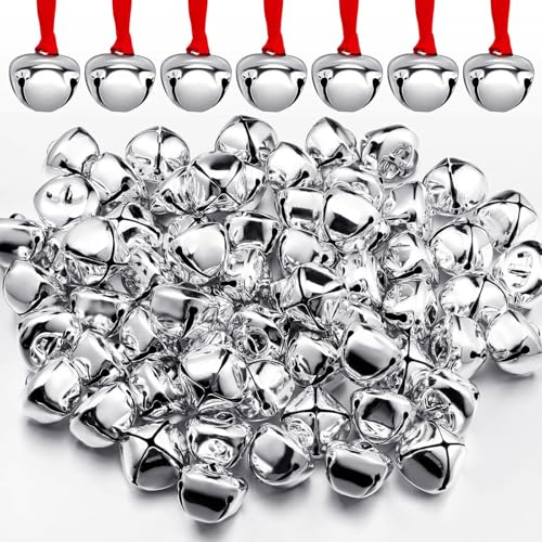 300 Pieces Christmas Bell Ornaments 1.5'' Silver I68114