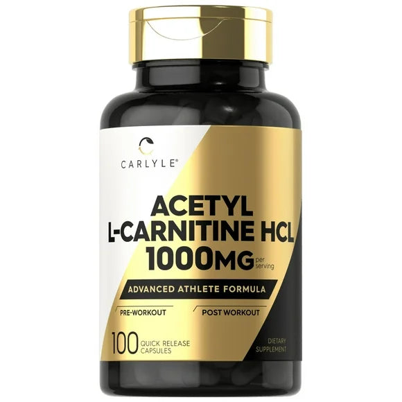 Acetyl L-Carnitine HCL Capsules 1000mg 100 Count Non-GMO Gluten Free Supplement R549