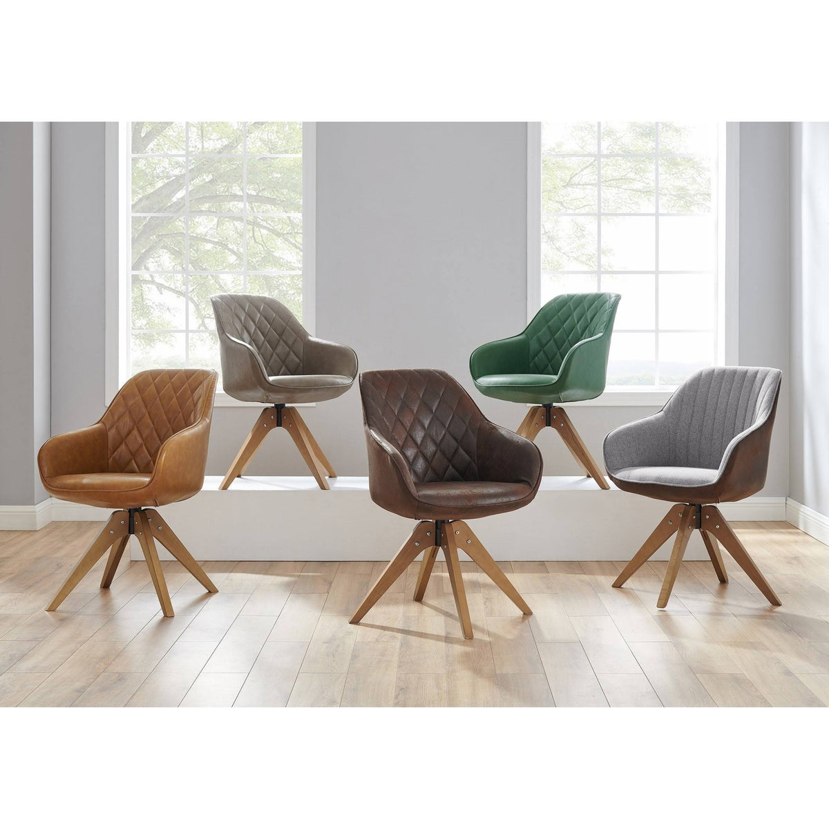 Swivel Office Accent Arm Chair with Wood Legs Y4681