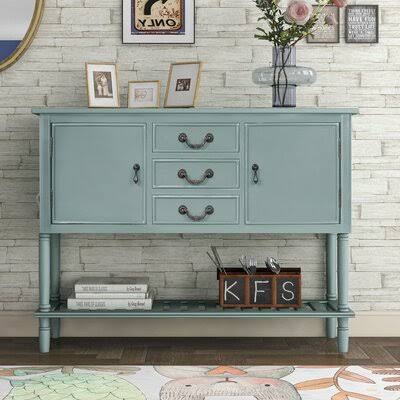 Modern Console Table with 3 Drawers, 2 Cabinets and 1 Shelf Y646367