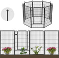 Black 7 Panels+1 Gate Metal Fence P865875