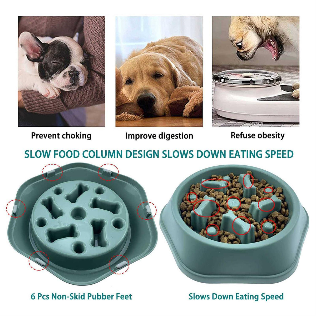 Slow Feeder Non Slip Dog Bowl Y272