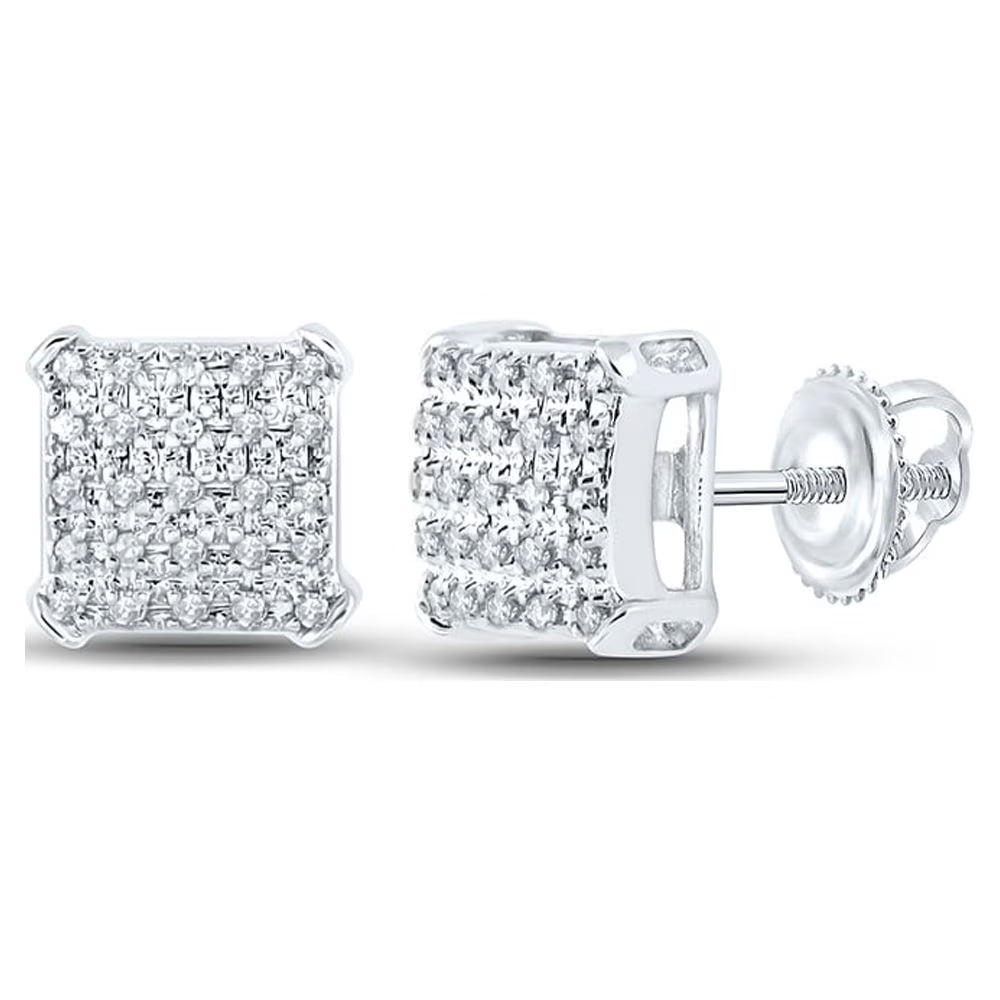 10kt White Gold Diamond Square Earrings M424