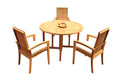 Grade-A Teak 4 Pc Dining Set with 48" Round Butterfly Table and 3 Stacking Arm Chairs U75447