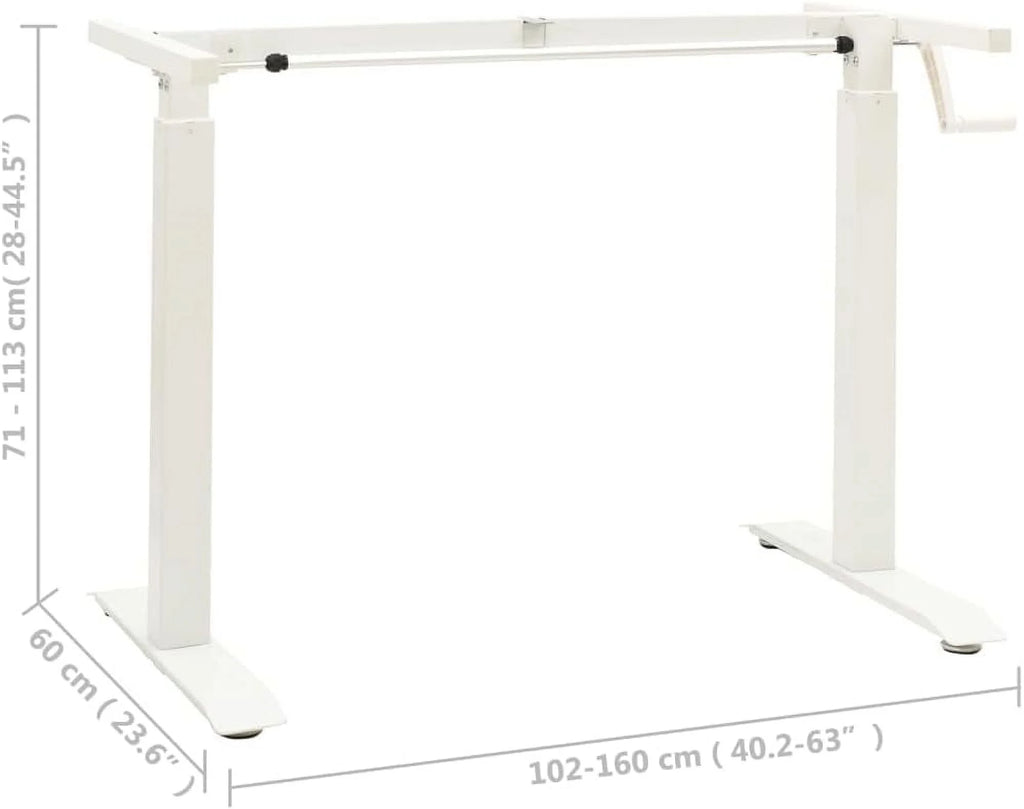 White Adjustable Standing Desk Frame with Crank System E895727