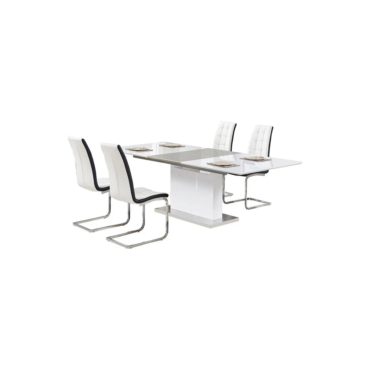 5-Piece Extendable High Gloss Wood Dining Set S405