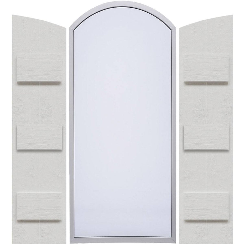 Rustic Faux Wood Shutters with Elliptical Arch Top S3549