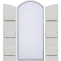 Rustic Faux Wood Shutters with Elliptical Arch Top S3549