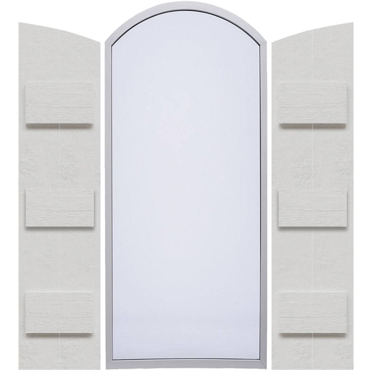 Rustic Faux Wood Shutters with Elliptical Arch Top S3549