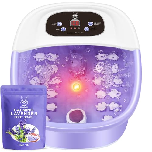 Blue Foot Spa Bath Massager with Heat Bubbles, Vibration Massage, Jets, Red Light, 22 Massage Rollers, Adjustable Temp M273