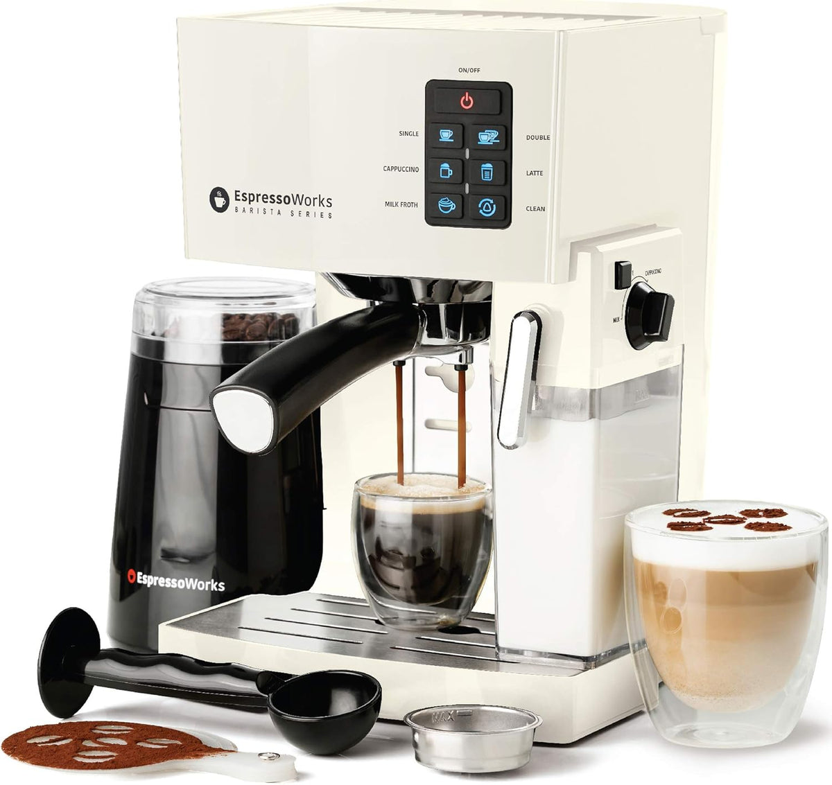 Blue 10 pc All-In-One Espresso Maker with Milk Steamer T3384