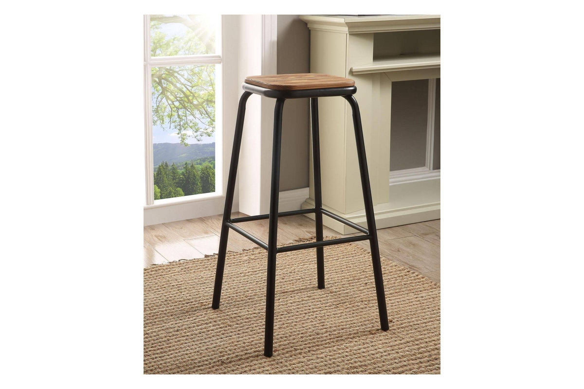 Natural & Black Bar Stool Set of 2 U7523