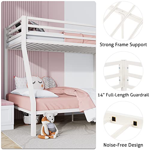 Black Twin Over Full Size Loft Bunk Bed with Ladder and Guardrail A814092