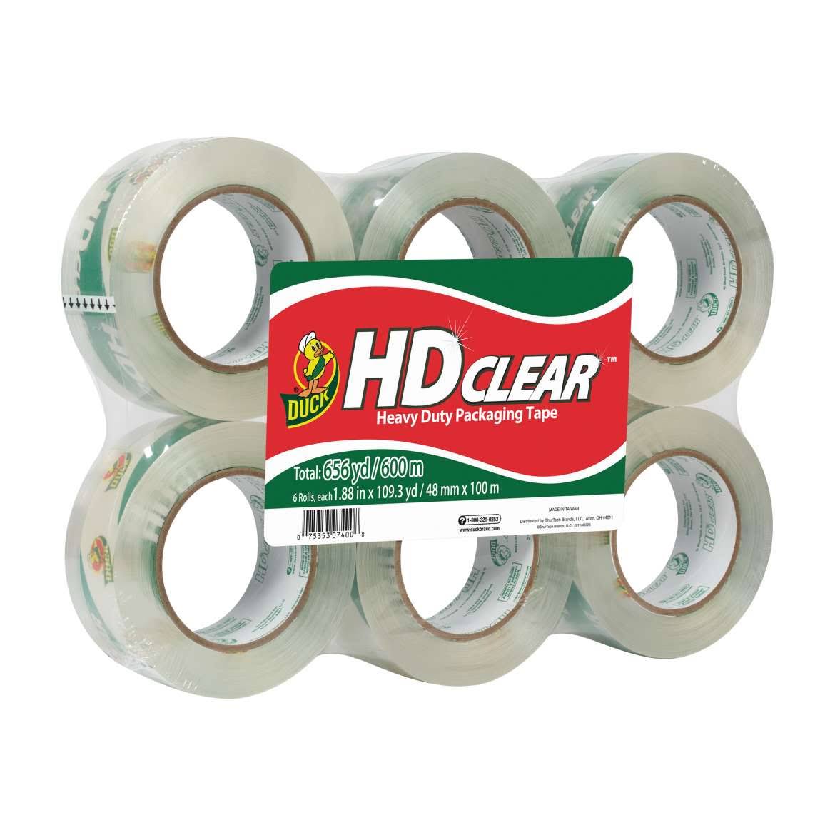 Heavy Duty Packaging Tape, Clear, 6 pk, 1.88 in. x 109.3 yd T3941