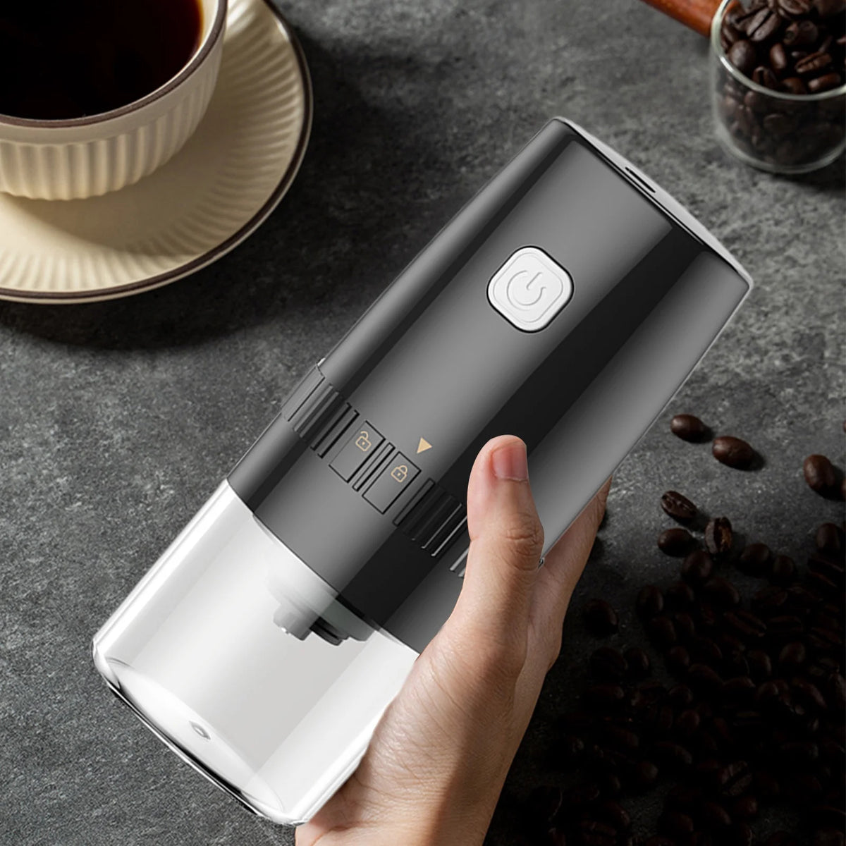 Black Cordless Electric Burr Coffee Grinder O403339