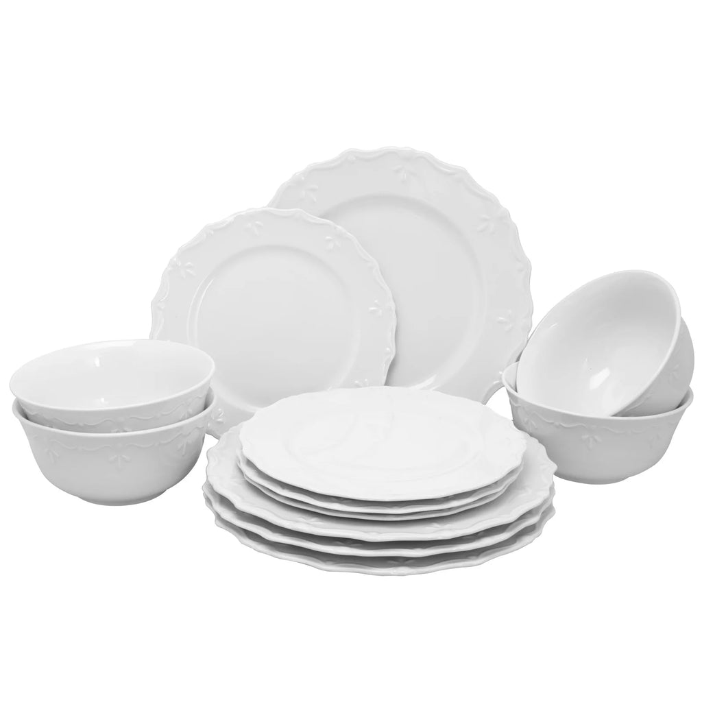 White Set of 12 Dinnerware Set T338885