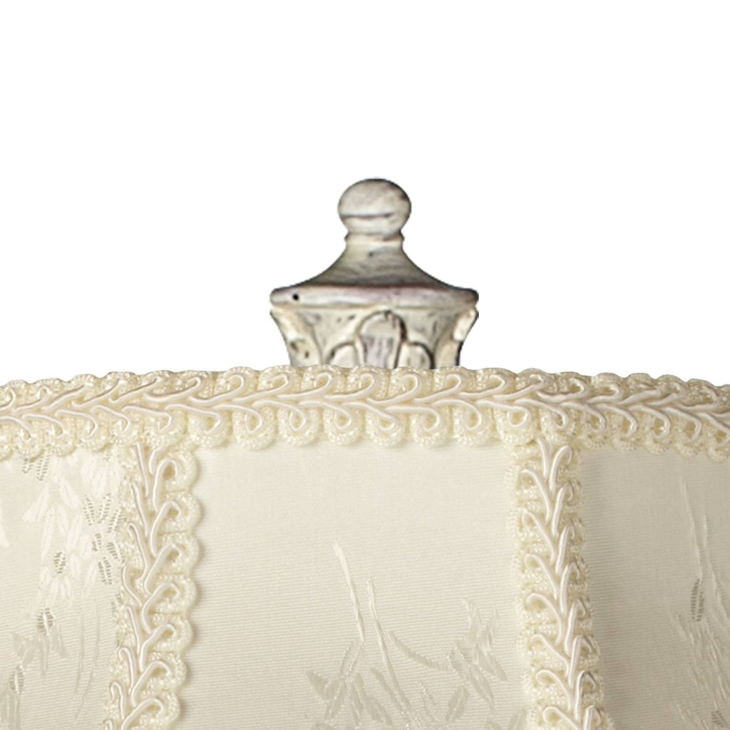 Antique White Cream Scallop Fabric Dome Shade Floor Lamp V8722