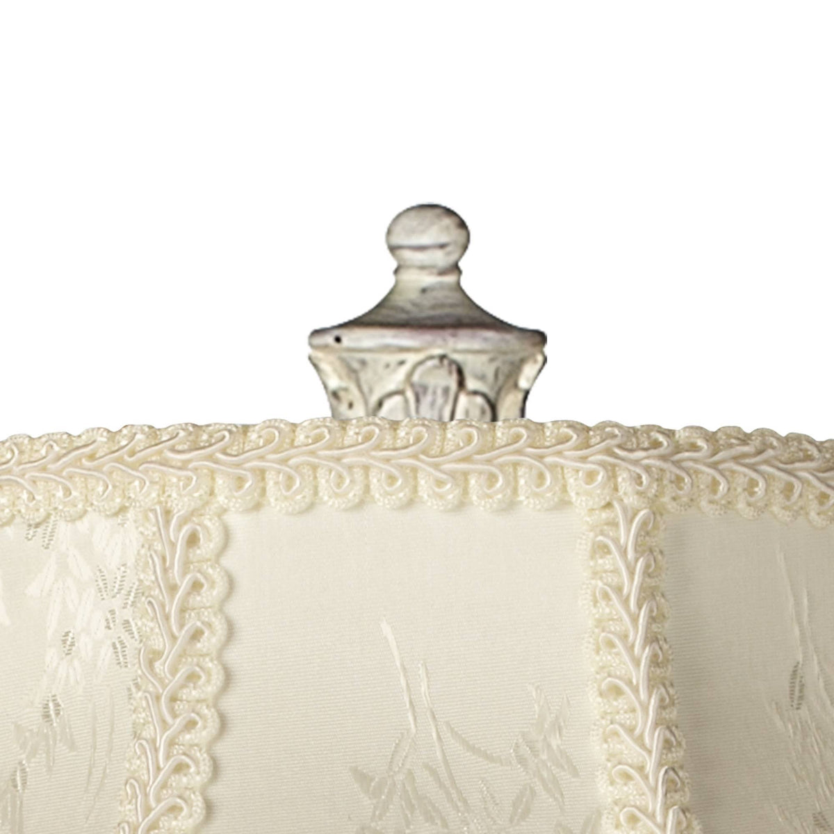 Antique White Cream Scallop Fabric Dome Shade Floor Lamp V8722