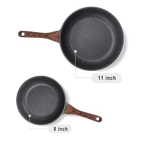 Nonstick Frying Pan Skillets, Swiss Granite Coating, PFOA Free (9.5+11+12.5 Inch) B182822