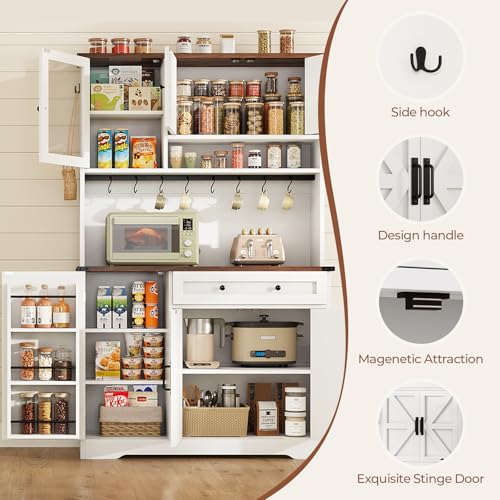 Black Kitchen Pantry Cabinet with Drawer and Doors G25566