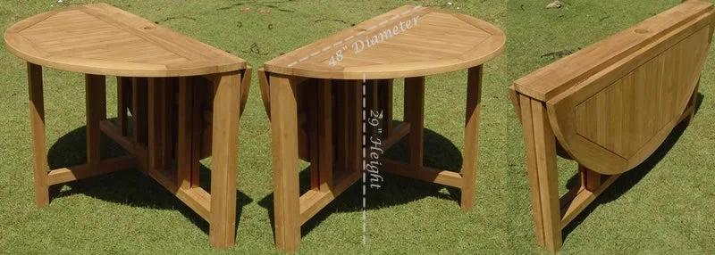 Grade-A Teak 4 Pc Dining Set with 48" Round Butterfly Table and 3 Stacking Arm Chairs U75447