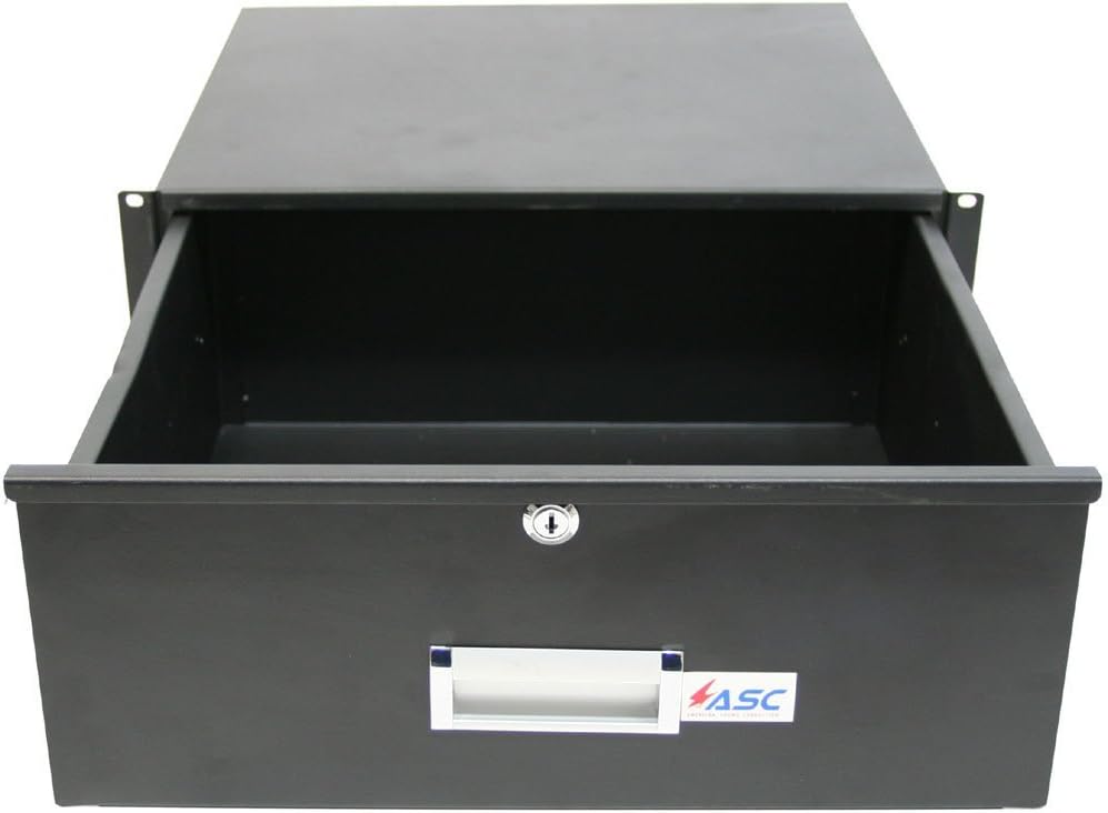 19 Rack Mount 4U Key Lock Drawer Black S89408