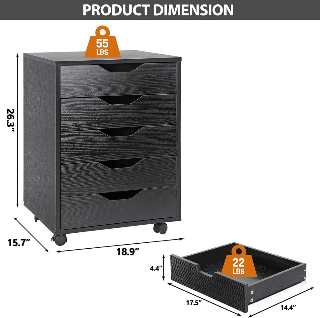 5 Drawer Storage Cabinet with Casters D32606