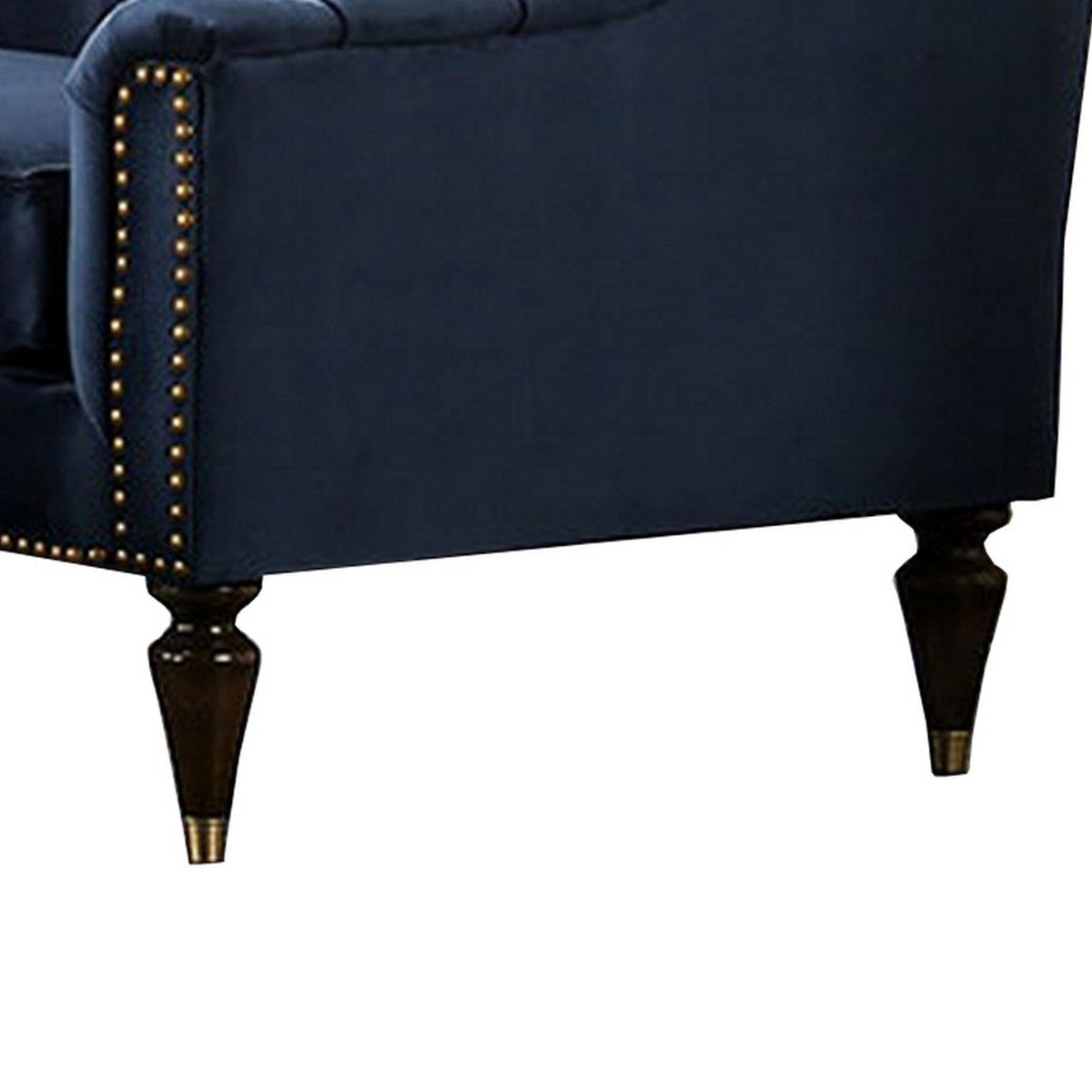 Blue & Gold Tufted Camelback Loveseat T8149