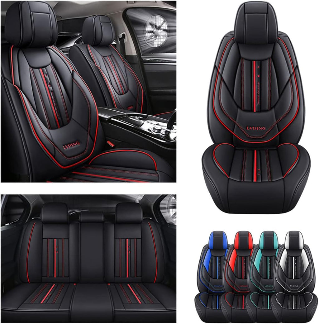 Waterproof PU Leather Car Seat Covers for Front and Rear Seats, Black P796610