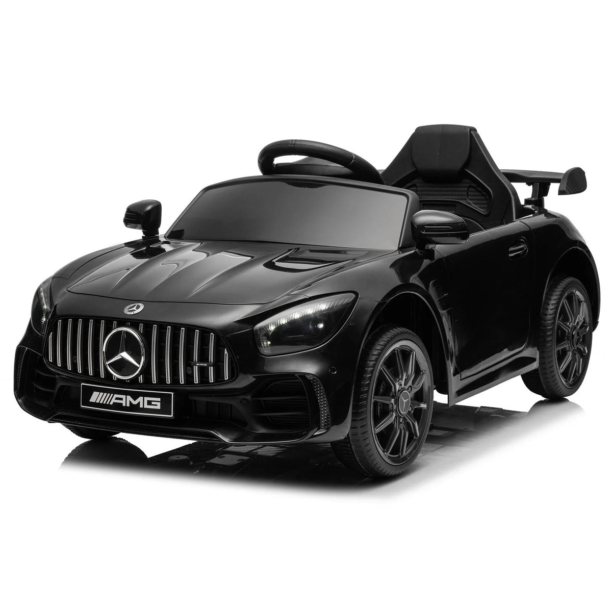 12V Electric Ride on Car Toy with Remote Control, LED Lights, Black W235426