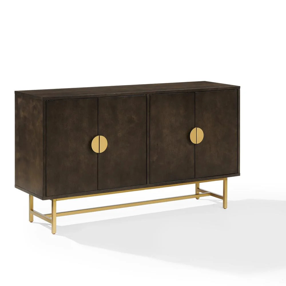 Dark Brown/Gold Wood/Steel Sideboard E3560